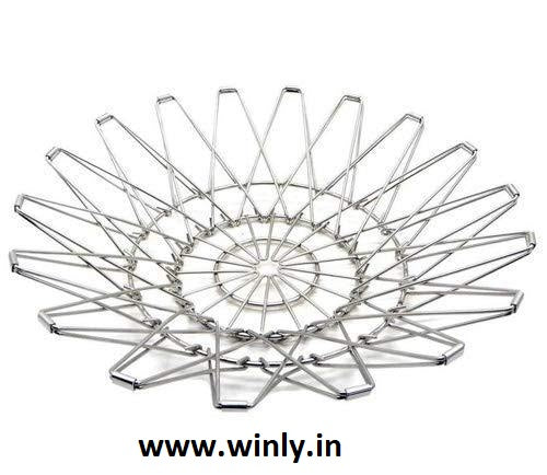 MULTIPURPOSE FRUIT BASKET STAINLESS STEEL WIRE BOWL FOLDABLE BASKET FOR VEGETABLE - FRUITS - DINING