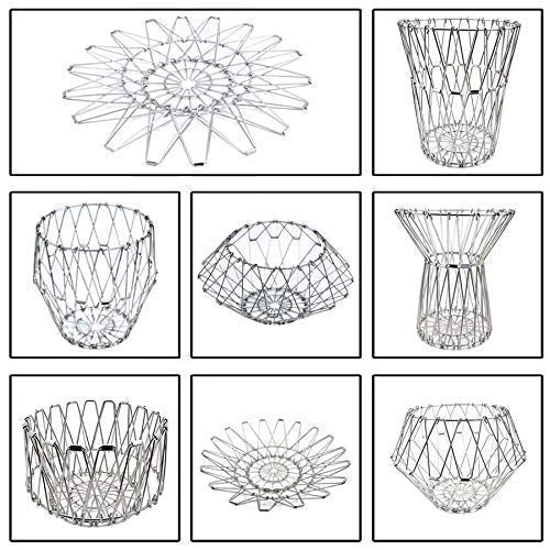 MULTIPURPOSE FRUIT BASKET STAINLESS STEEL WIRE BOWL FOLDABLE BASKET FOR VEGETABLE - FRUITS - DINING