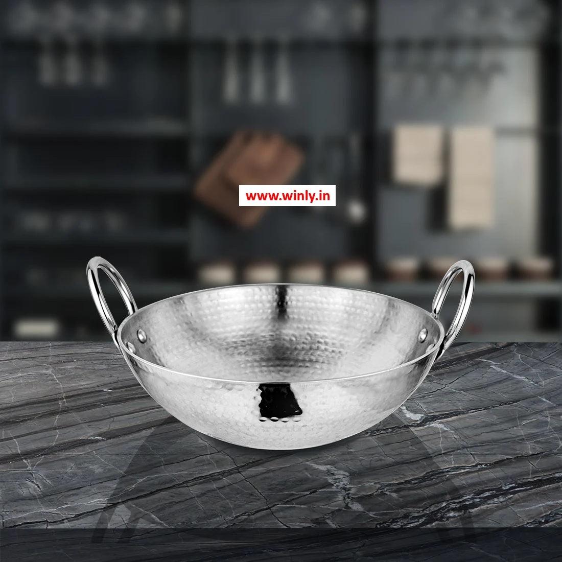 Shri & Sam Stainless Steel Heavy Weight Hammered Kadhai