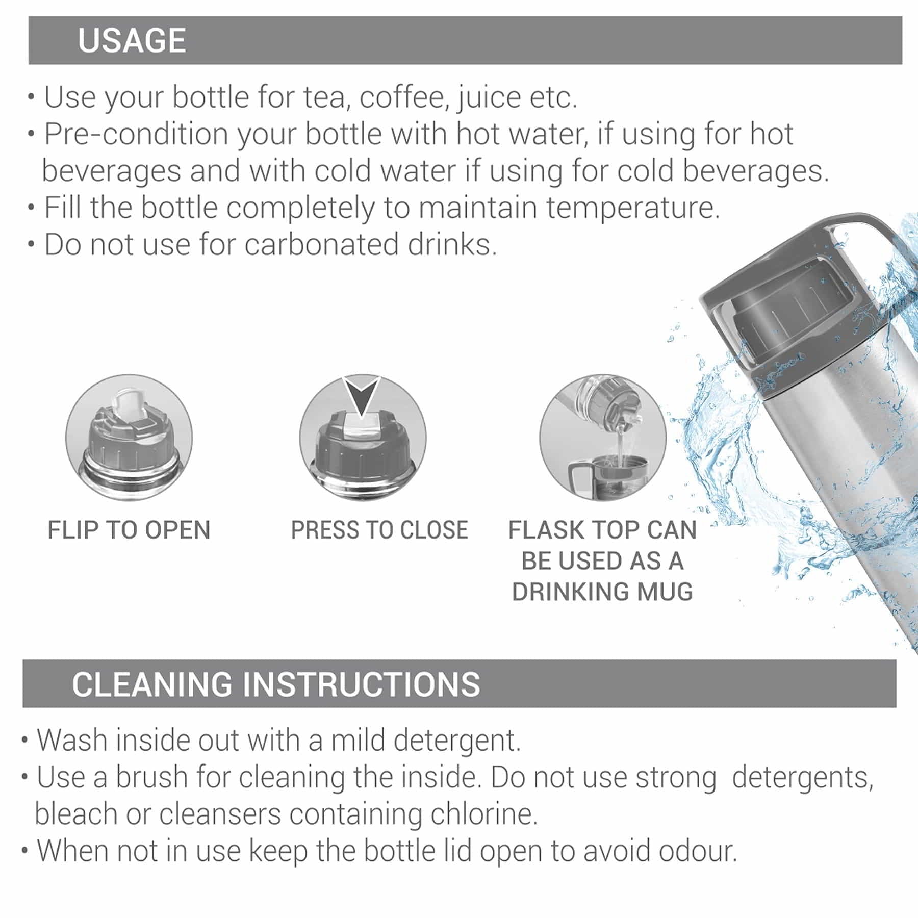 Milton Glassy Thermosteel Flask | Hot & Cold Bottle