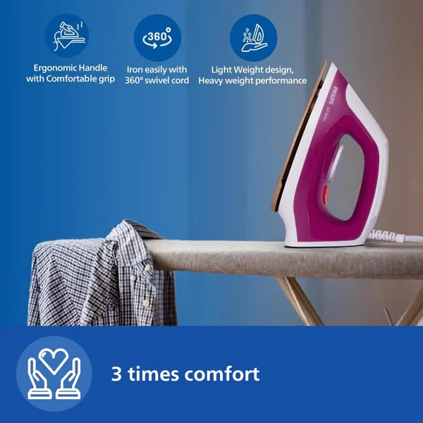 Philips DuraEase Dry Iron DST0610/30 (1000W, 3-Year Warranty)