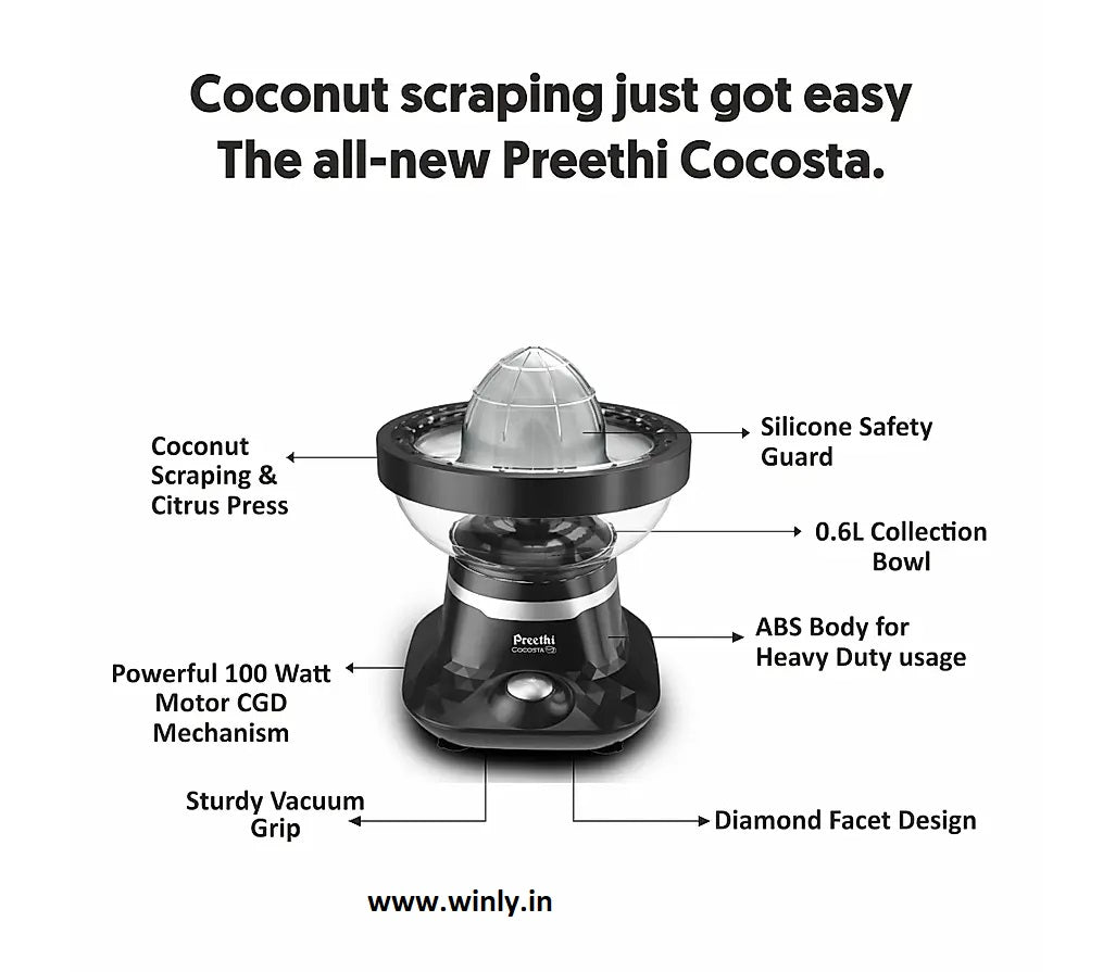 Preethi Cocosta - Coconut Scraper & Citrus Juicer