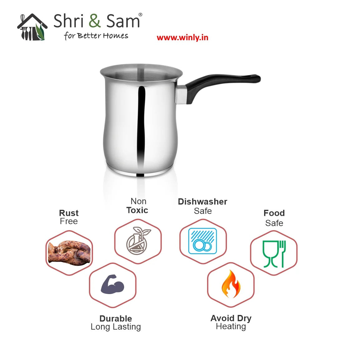 Shri & Sam Stainless Steel Coffee Warmer with Sandwich Bottom