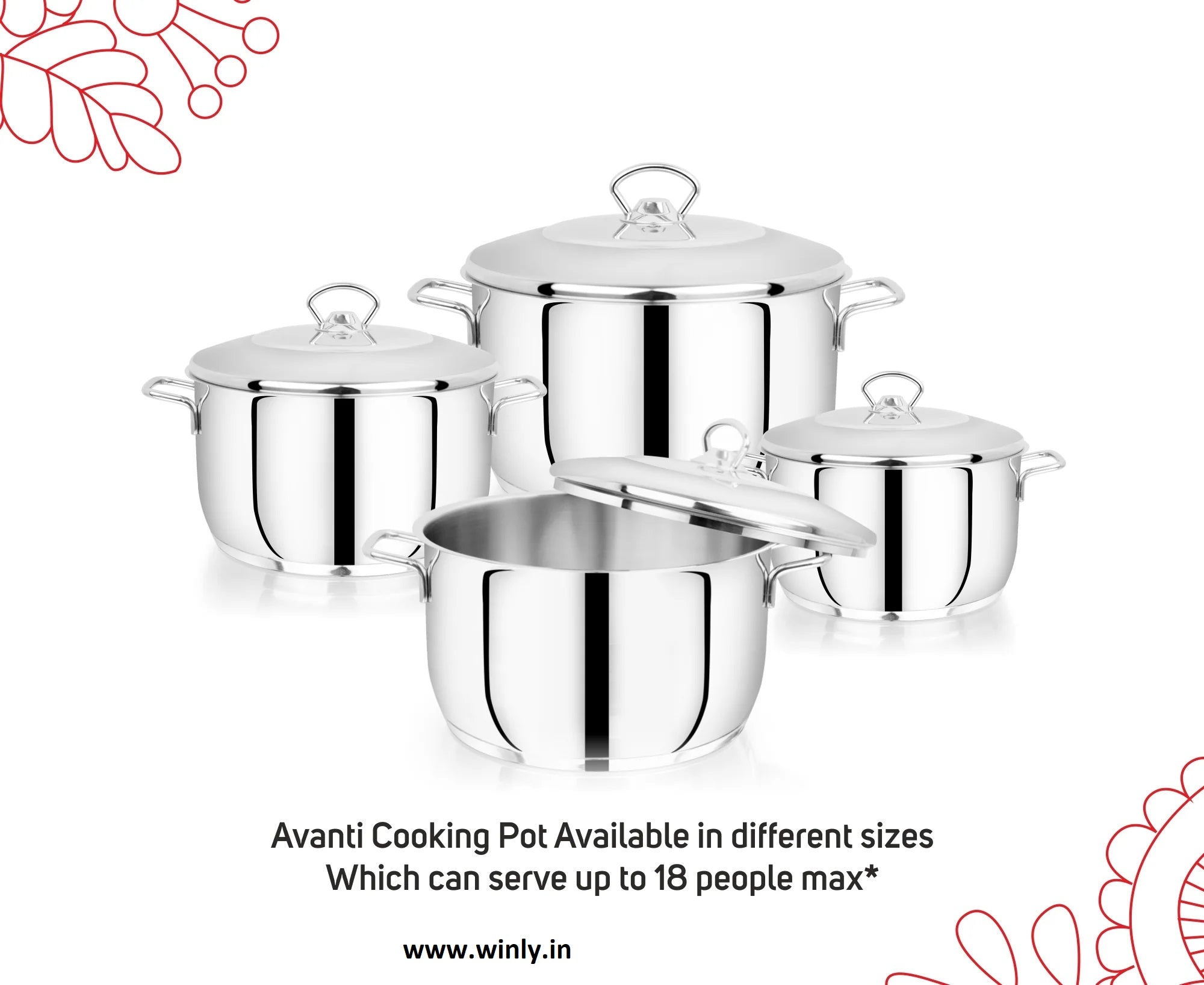 Avanti Cooking Pot / Biryani Pot - Encapsulated Triply Bottom With Lid - Induction And Gas Compatible