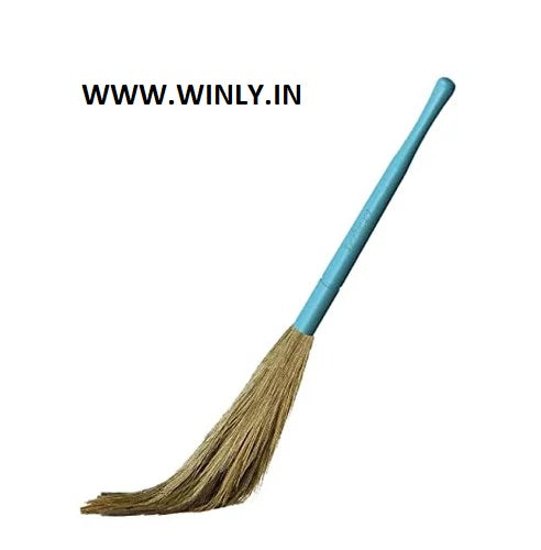 Sparkmate By Crystal Commando Grass Broom - Long, Plastic Handle, Durable, For Cleaning