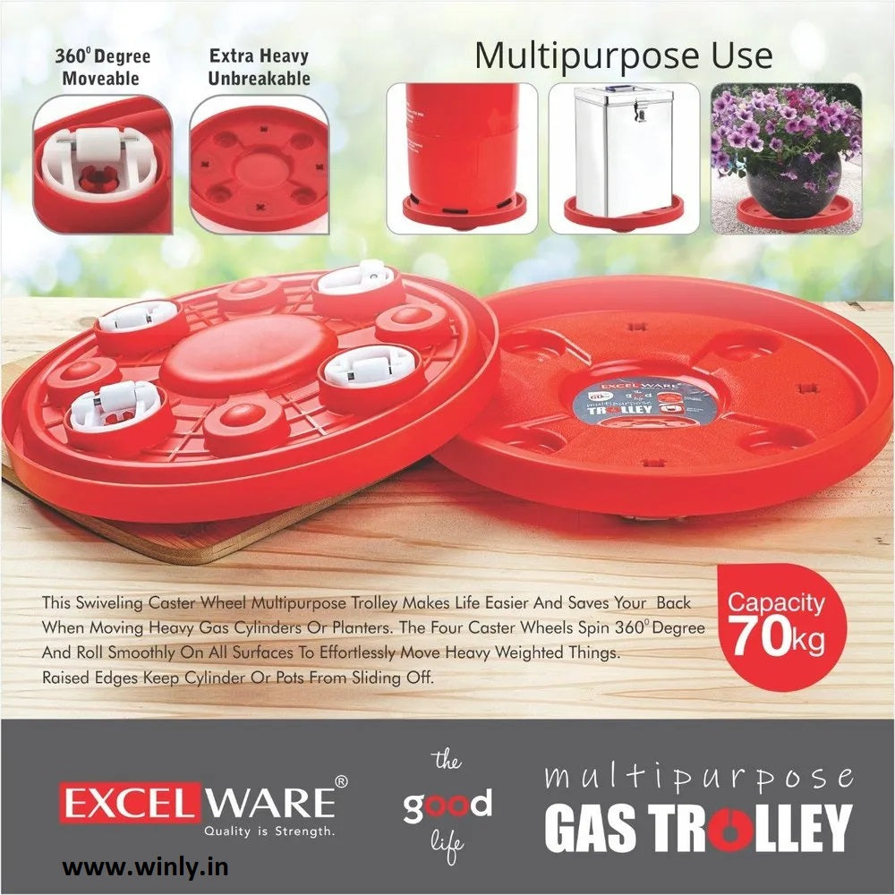 Excelware Multipurpose Gas Cylinder Trolley Plastic With Wheels EX153