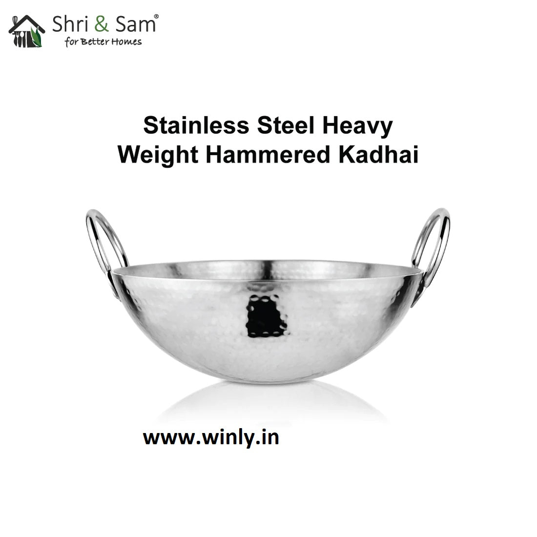 Shri & Sam Stainless Steel Heavy Weight Hammered Kadhai