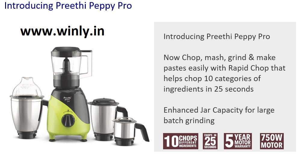Preethi Peppy Pro 750w Heavy Duty Mixer Grinder MG247