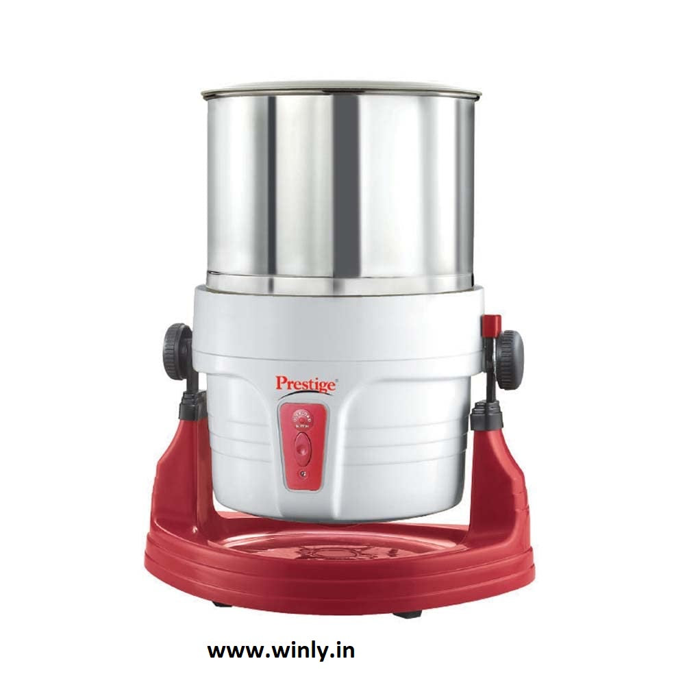 Prestige PWG 01 Tilting Wet Grinder with Stainless Steel Drum 200 W, 2 L (White, Red)