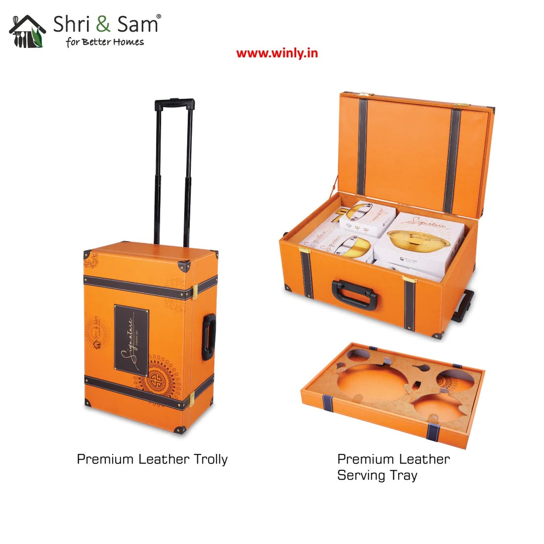 Shri & Sam Stainless Steel 64 PCS Dinner Set (6 People) with Gold PVD Coating Signature - Shiny