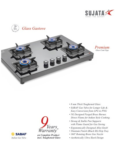 Sujata Premium Glass Cooktop Series