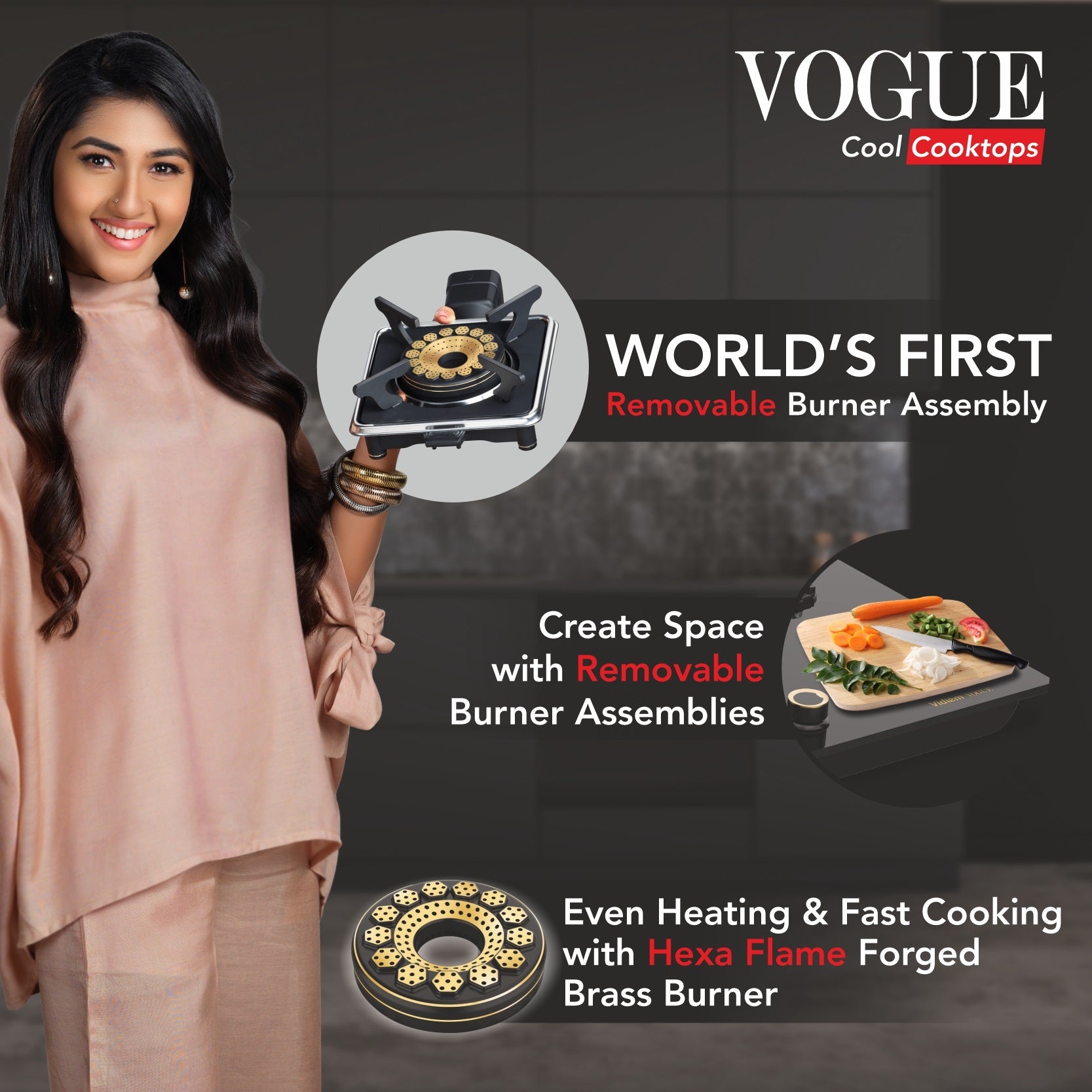 VIDIEM VOGUE 3-Burner Gas Cooktop