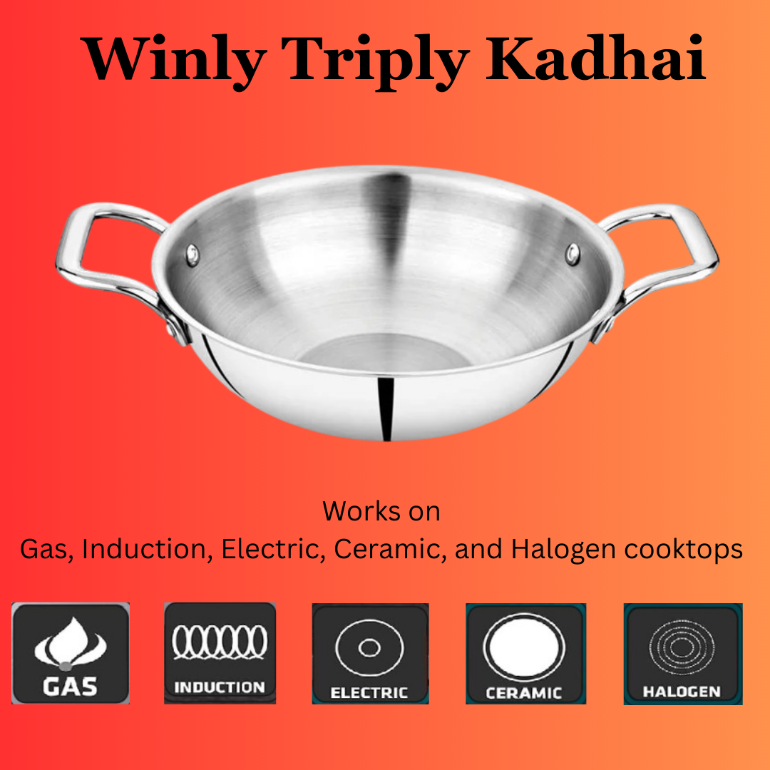 Winly Triply Kadhai With Stainless Steel Lid