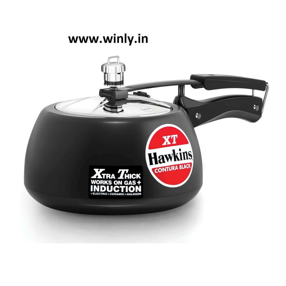 Hawkins Contura Black XT Induction Compatible Inner Lid Aluminium Pressure Cooker