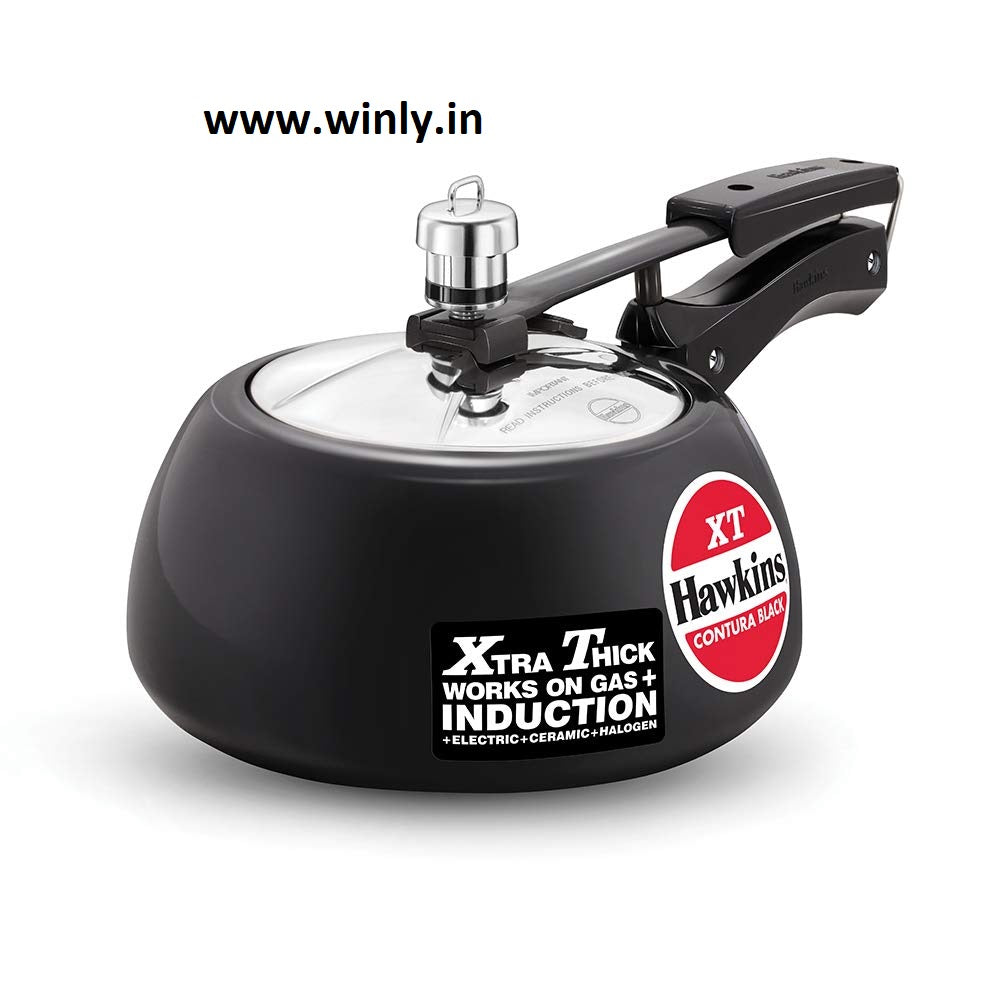 Hawkins Contura Black XT Induction Compatible Inner Lid Aluminium Pressure Cooker