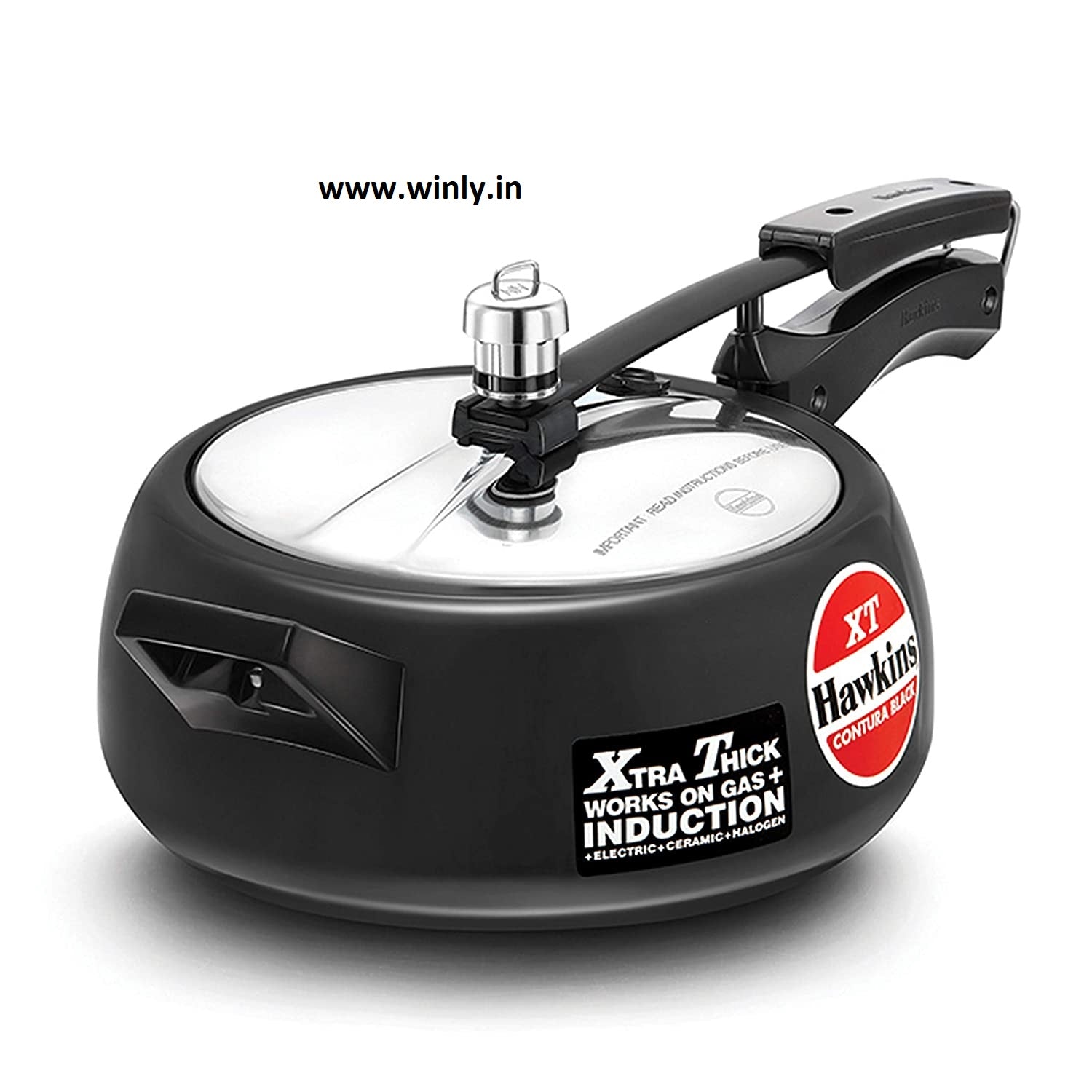 Hawkins Contura Black XT Induction Compatible Inner Lid Aluminium Pressure Cooker