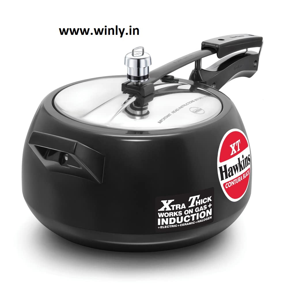 Hawkins Contura Black XT Induction Compatible Inner Lid Aluminium Pressure Cooker