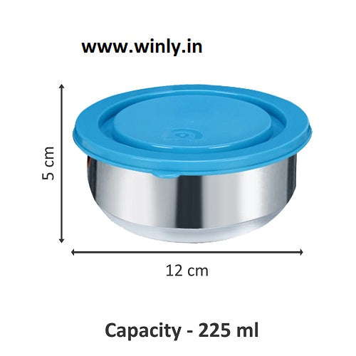 NanoNine Tiffiny Kidzo 225 ml x 2 Double Wall PUF Insulated Stainless Steel Lunch Box with Insulated Tiffin Bag with Surprise Gift (Ludo Table Mat)