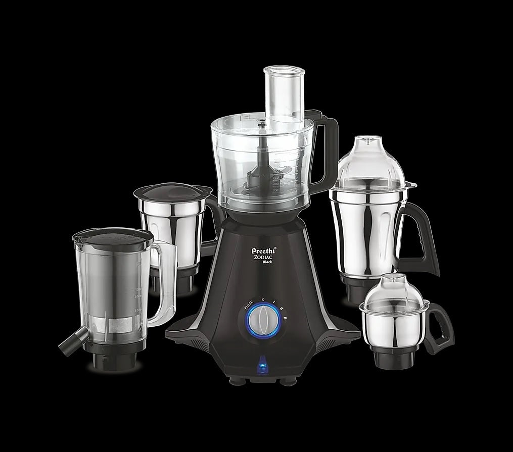 Preethi Zodiac Black Mixer Grinder 750 Watt, 5 Jars , 5 Yr Motor Warranty