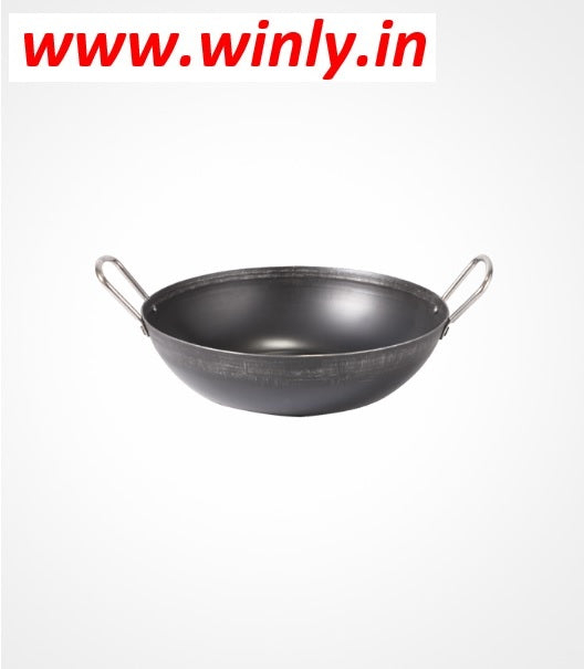 Shrinica Iron Deep Kadai Induction Bottom - Steel Handle (2handle)