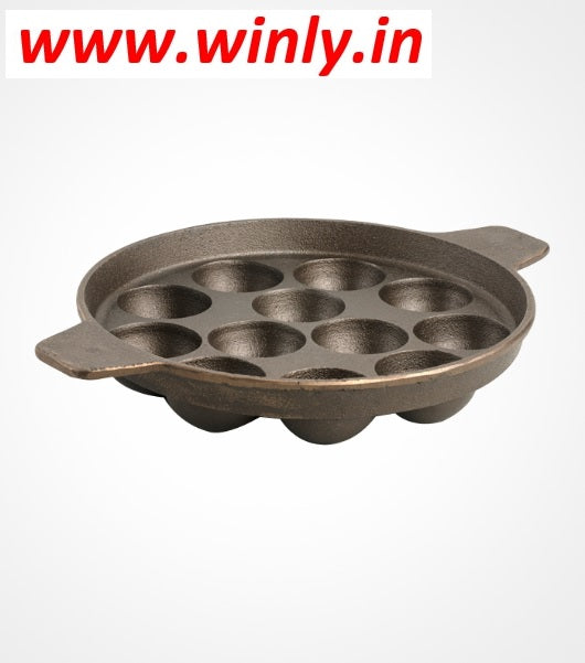 Shrinica Cast Iron Round Paniyaram Pan 12 Kuzhi 500512