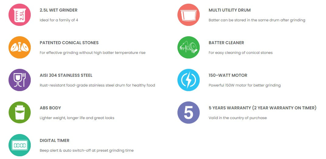 Ultra BIGG +T 2.5L Wet Grinder With Timer