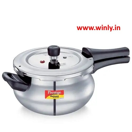 Prestige Deluxe Alpha Svachh Stainless Steel Spillage Control Handi Pressure Cooker (Silver)