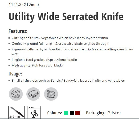 Kohe Utility Wide Serrated Knife 1141.3 (219mm)