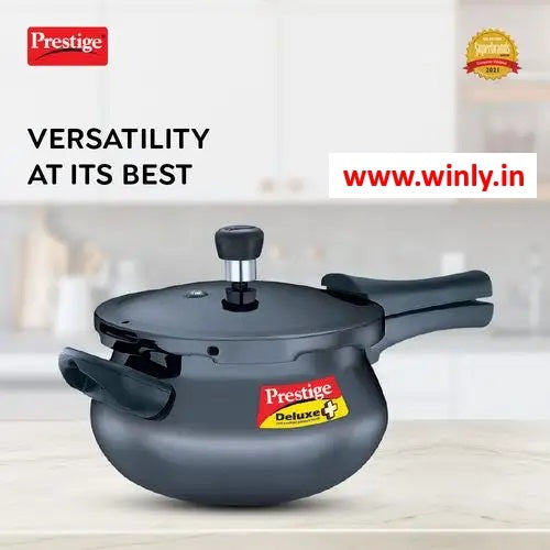 Prestige Deluxe Plus Hard Anodised Handi Pressure Cooker (Black)