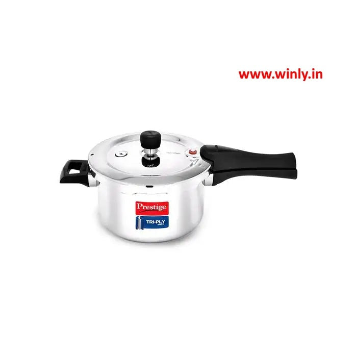 Prestige Svachh Triply Outer Lid Pressure Cooker with Unique Deep Lid for Spillage Control, Silver
