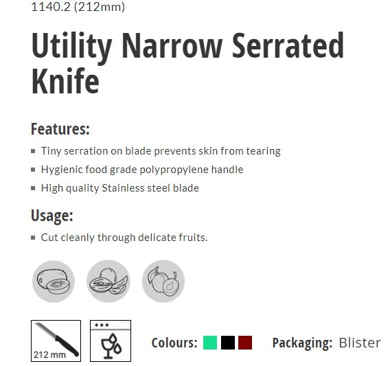 Kohe Utility Narrow Serrated Knife 1140.2 (212mm)