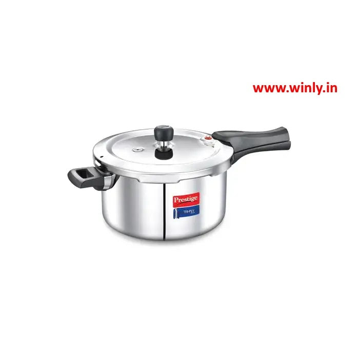 Prestige Svachh Triply Outer Lid Pressure Cooker with Unique Deep Lid for Spillage Control, Silver