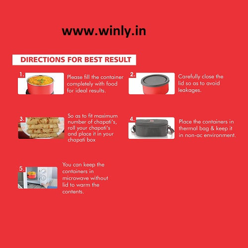 NanoNine Micro Steel Lunch Set: 2 Air-Tight (250ml X 2) Stainless Steel Containers, 1 Chapati Box, and Insulated Bag for Fresh and Delicious Meals On-the-Go