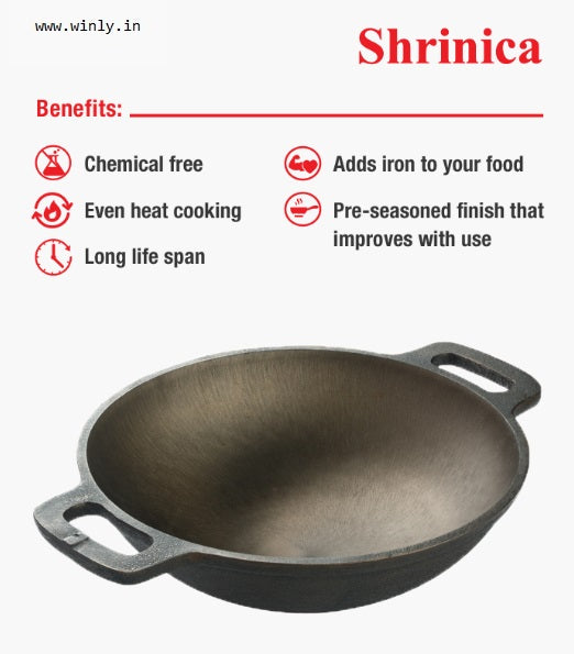 Shrinica Cast Iron Double Handle Kadai