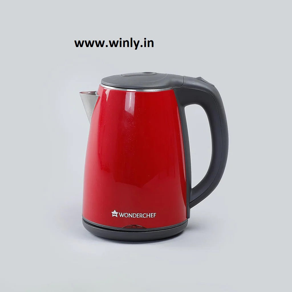Electric Kettle Crimson Edge, 1.2 Litres, Stainless Steel Interior with Auto-shut Off, 2-level Safety, Cool Touch Plastic Exterior, 2 Years Warranty, 1500W, Red