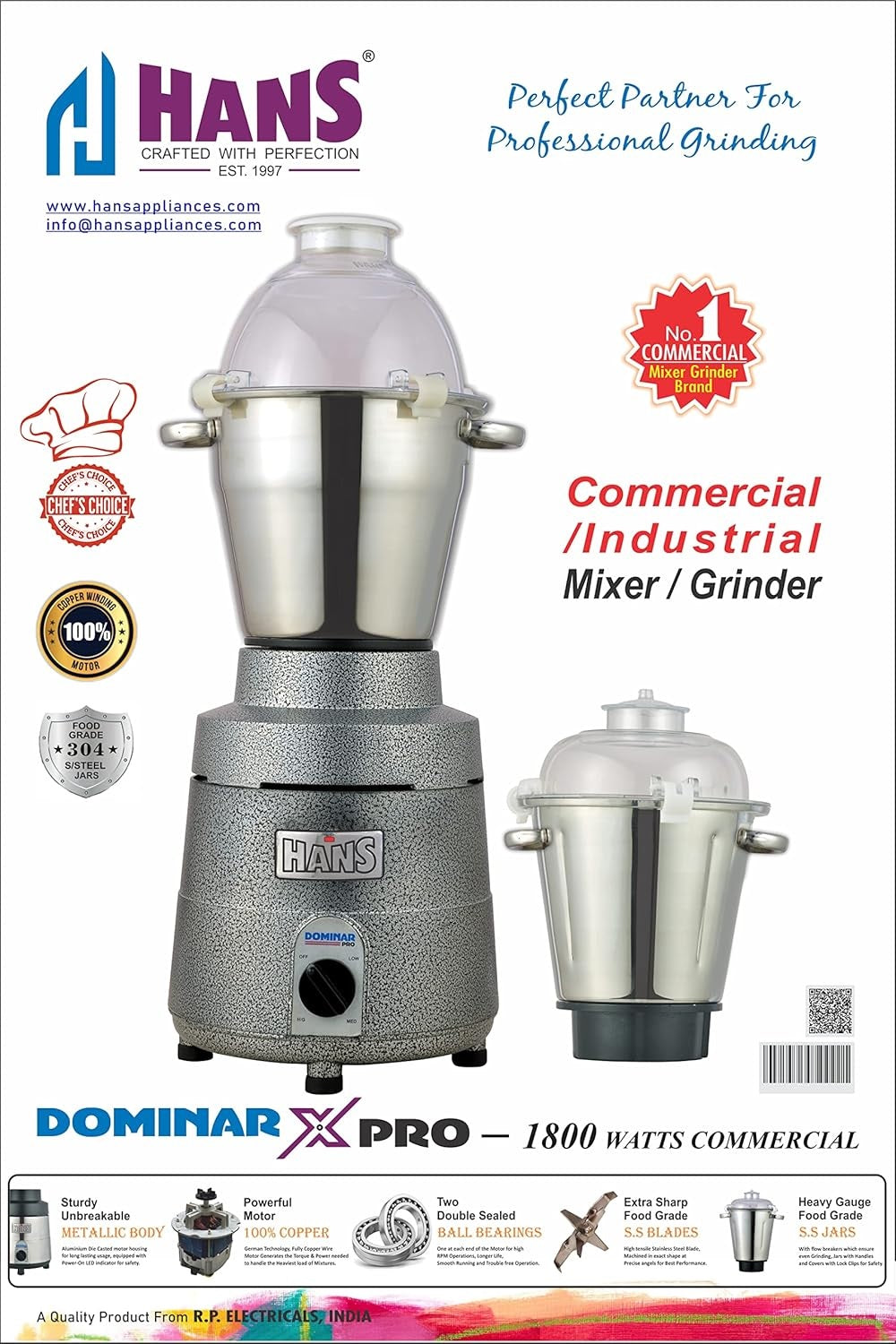 HANS DominarXPro 1800 W Commercial Mixer Grinder
