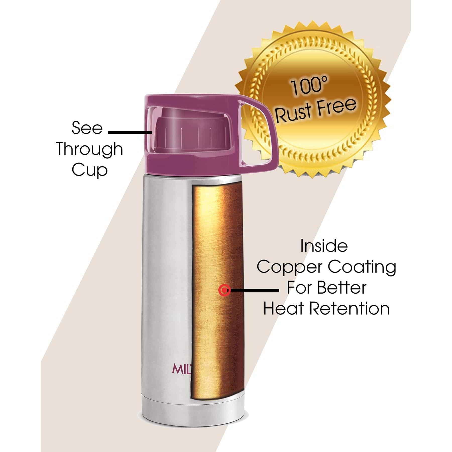 Milton Glassy Thermosteel Flask | Hot & Cold Bottle