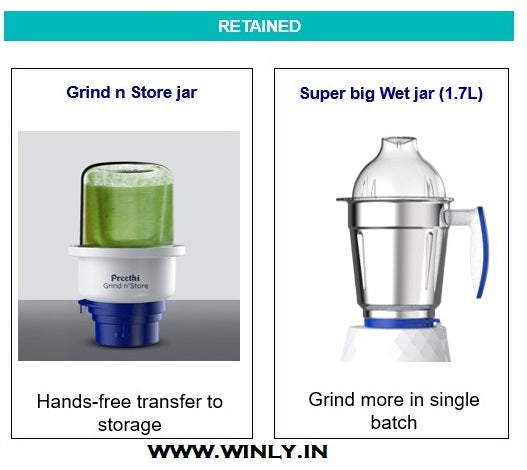 Preethi Blue Leaf Platinum 5.0 Mixer Grinder – 750W, 5 Jars