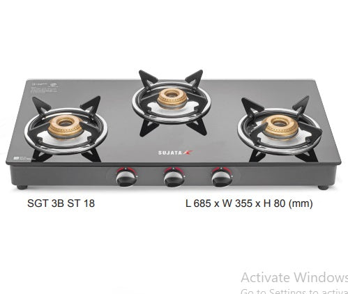 Sujata Glass Top Gas Stove (Standard Glass Cook Tops)