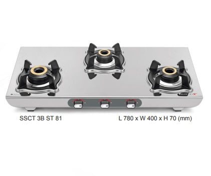 Sujata Sterno Stainless Steel Gas Stove (2/3/4 Burner Options)