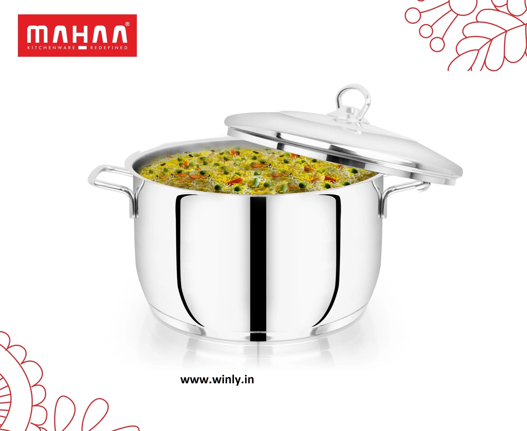 Avanti Cooking Pot / Biryani Pot - Encapsulated Triply Bottom With Lid - Induction And Gas Compatible