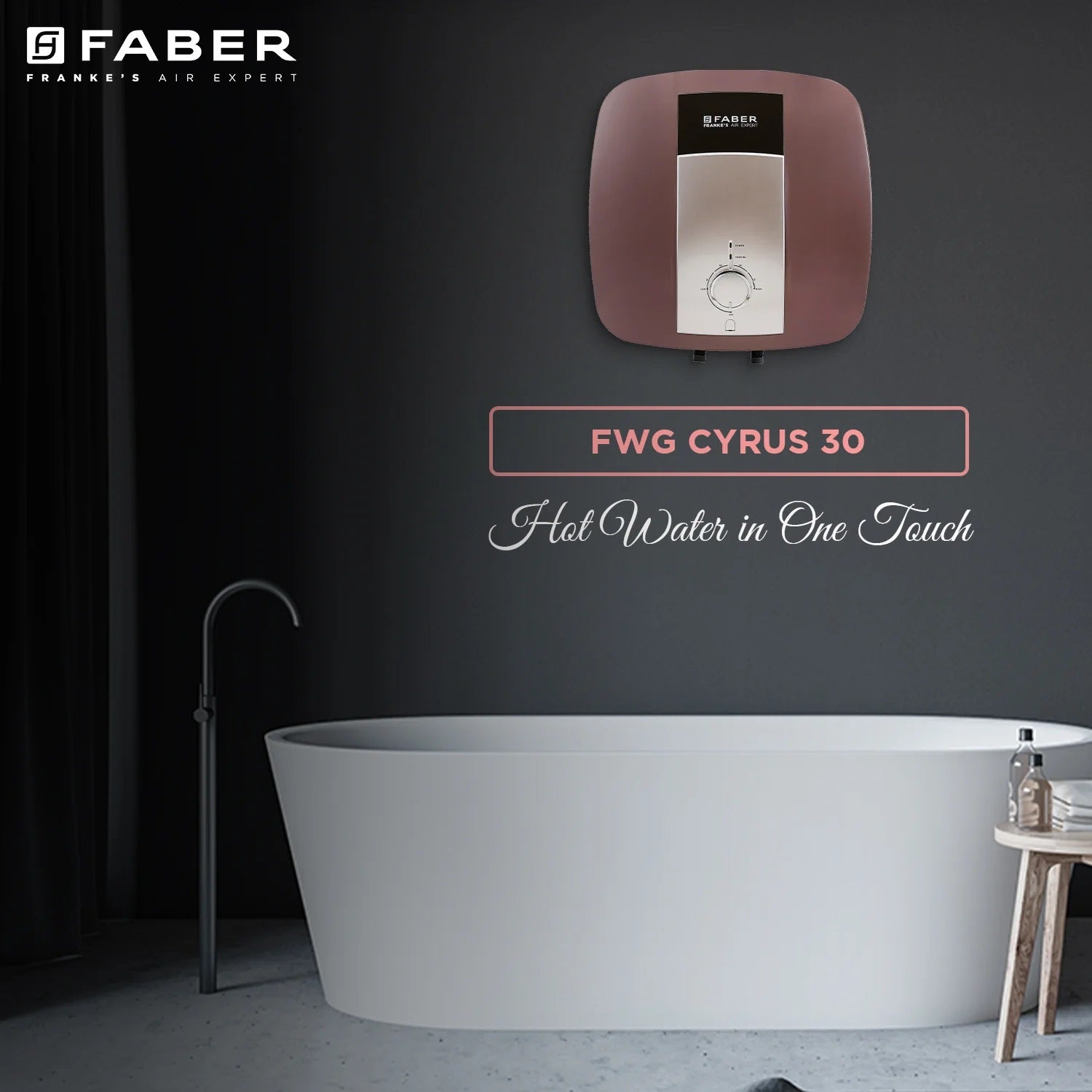 Faber FWG Cyrus 15 Black Cherry Water Geyser - Efficient, Stylish, and Durable