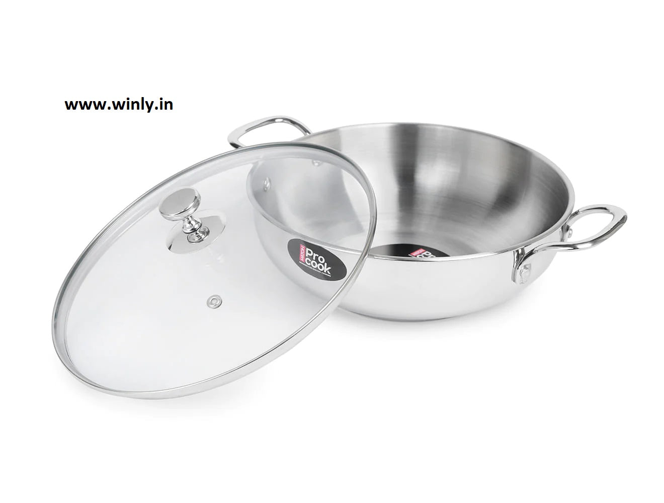 Milton Kadhai with Glass Lid Stainless Steel Sandwich Bottom Pro Cook