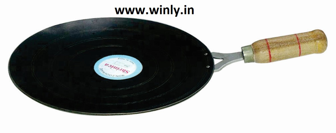 Shrinica Iron Roti Tawa Concave 14g - Wooden Handle