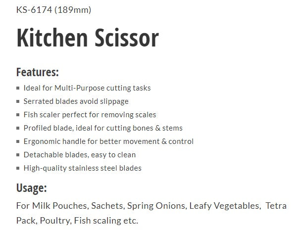 Kohe Kitchen Scissor KS-6174 (189mm)