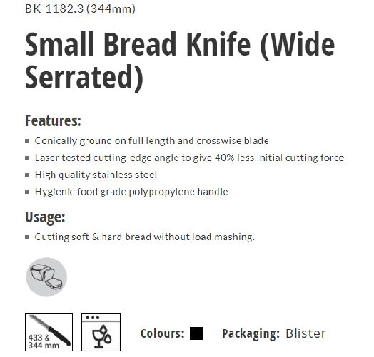 Kohe Small Bread Knife (Wide Serrated) BK-1182.3 (344mm)