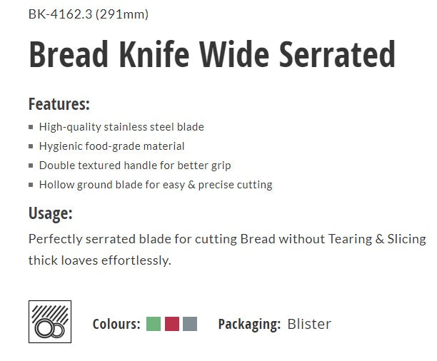 Kohe Bread Knife Wide Serrated BK-4162.3 (291mm)