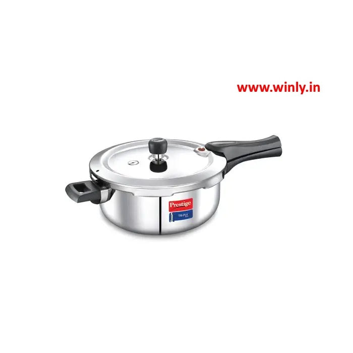 Prestige Svachh Triply Outer Lid Pressure Cooker with Unique Deep Lid for Spillage Control, Silver