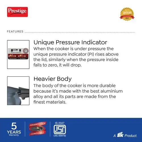 Prestige Deluxe Plus Hard Anodised Handi Pressure Cooker (Black)