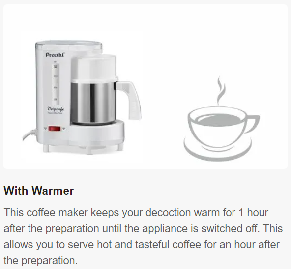 Preethi Drip Café Coffee Maker (White) CM 208